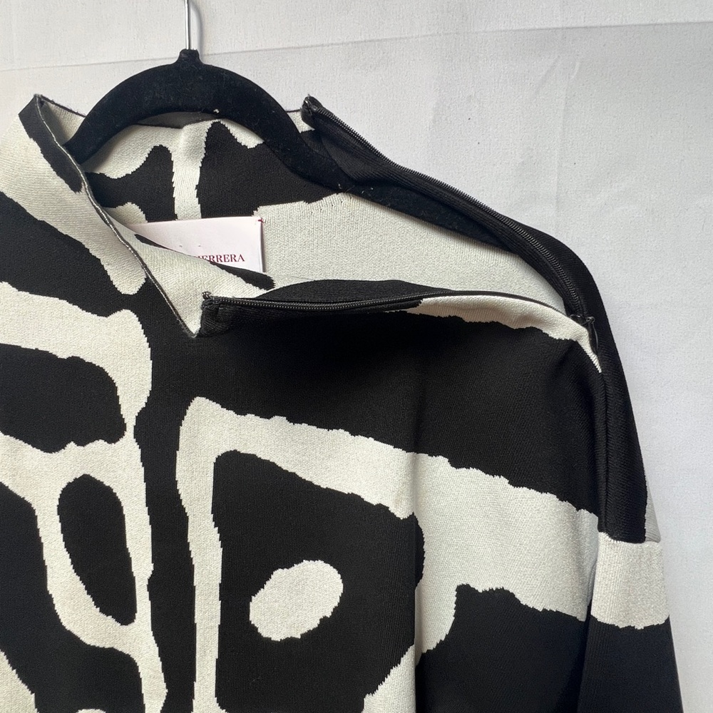 Carolina Herrera Black and White Zebra Print Dress L - Picture 7 of 16